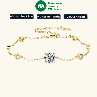 2025 Fashion Bracelets 6.5mm 1CT D All Moissanite Bracelet for Women 925 Silver Adjustable Chain Lab Diamond Jewelry Gifts