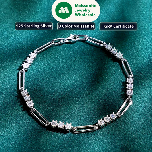 2024 Trendy 925 Silver 3mm D Color Moissanite Bracelets Fashion Bracelet for Women GRA Certified Jewelry Christmas Gifts