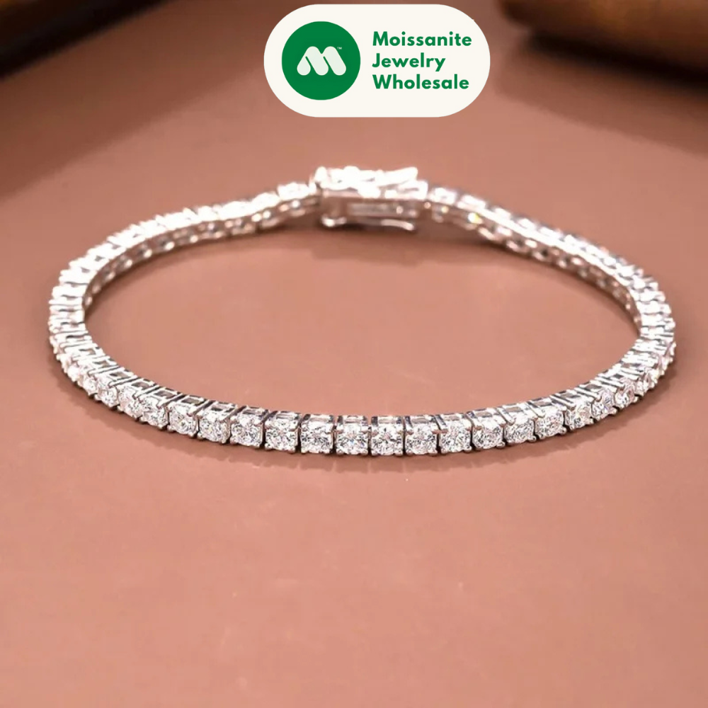 D VVS1 Moissanite Tennis Bracelet Original 925 Sterling Silver GRA Certified Bracelets for Women Man Plated 18k White Gold