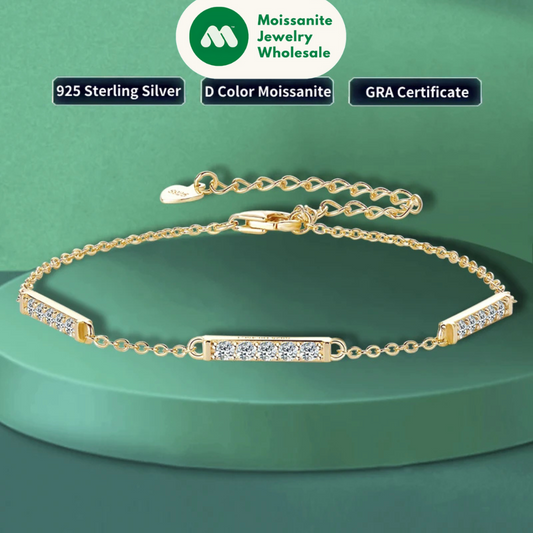 2024 Trend Moissanite Bracelet Plated 18k Gold 925 Silver Hand Chain Fashion Bracelets for Women Gifts Jewelry With Certificate