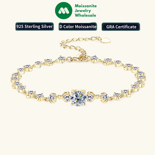 2025 New Pod Design Full Moissanite Bracelet for Women 925 Silver 18k Gold Plated Fine Jewelry GRA Certified Lab Diamond