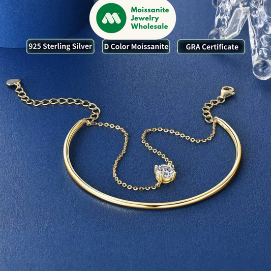 Double Layers 6.5mm D Color Moissanite Bracelet Bangle Cuff for Women 925 Silver Chain Bilayer Bracelets 2024 Jewelry Gift