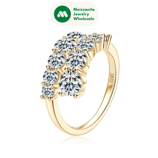 925 Silver Moissanite Rings Woman Bands 10 Stones 3.26cttw Sparkling Diamond Twist Shank Wedding Ring Engagement Jewelry