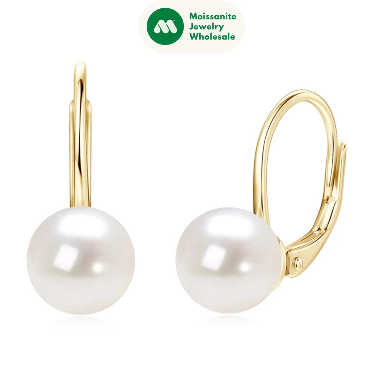 100% 925 Sterling Silver 8-9mm Natural Freshwater Pearl Drop Hoop Earrings White Pearl Wedding Fine Jewelry for Women Gift