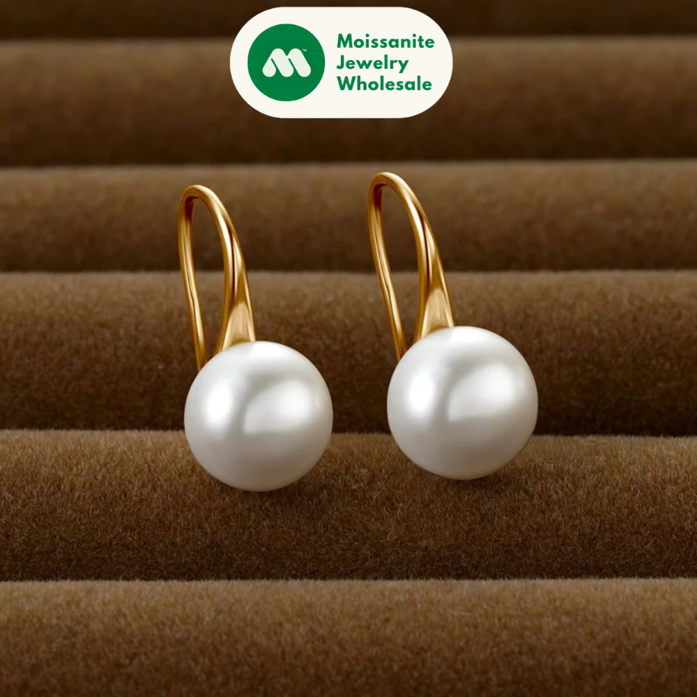 Elegant Pearl Drop Earrings 8-8.5mm Natural Freshwater Pearl Hook Earrings For Women Classic Wedding Jewel 14K Gold Fille