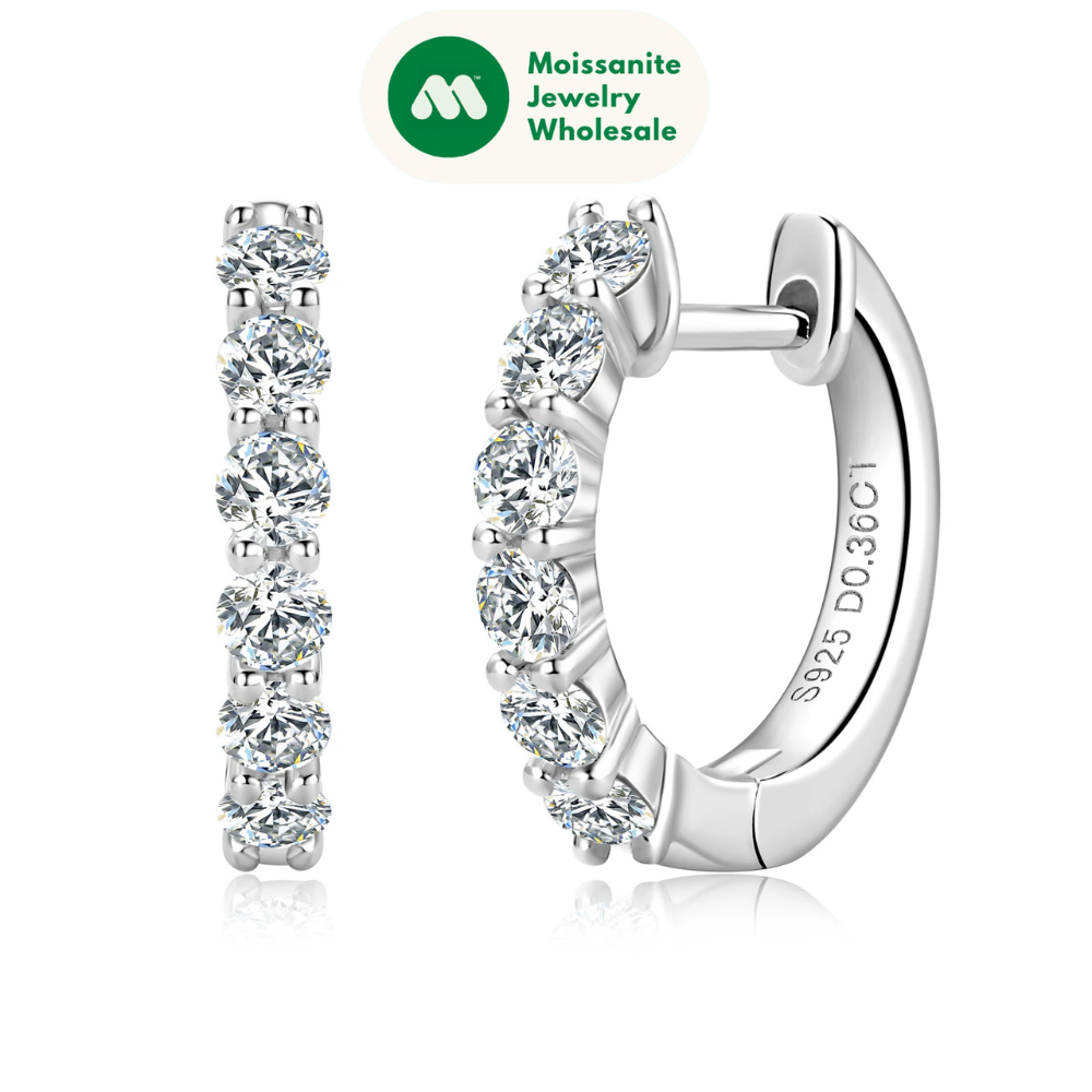 Fashion Luxury Moissanite Huggie Earrings 2.5mm-3.5mm D Color Hopp Earrings for Women Men Sterling Silver 925 Fine Jewelry Gift