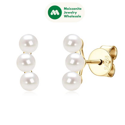 925 Sterling Silver Earrings Piercing Studs Round 3mm Natural Freshwater White Pearl Earrings for Women Fine Jewel Gifts