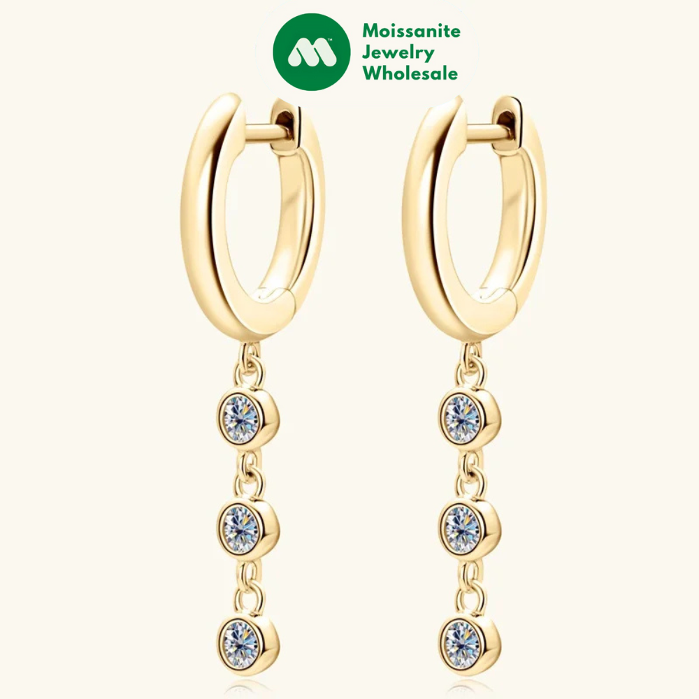 2023 Hoops Earring Moissanite Drop Long Hanging Earrings 925 Sterling Silver for Women Jewelry Created Diamond 2.5mm(0.06ct)