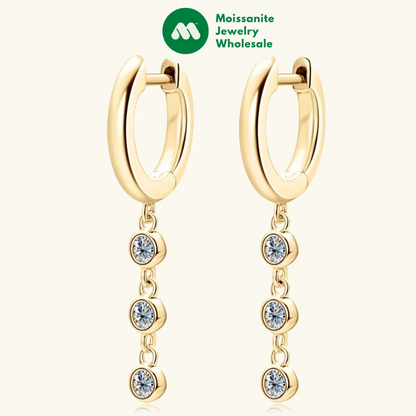 2023 Hoops Earring Moissanite Drop Long Hanging Earrings 925 Sterling Silver for Women Jewelry Created Diamond 2.5mm(0.06ct)