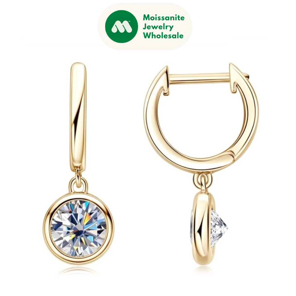 2023 Trend Women's Gold Hoop Earrings Genuine 925 Silver 1CT 2CT Moissanite Drop Earring Wedding Jewelry With Certificate