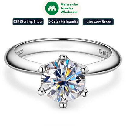 2CT 3CT Moissanite Ring 1CT 0.5CT Wedding Engagement Ring 925 Sterling Silver for Women Solitaire Diamond Finger Jewelry