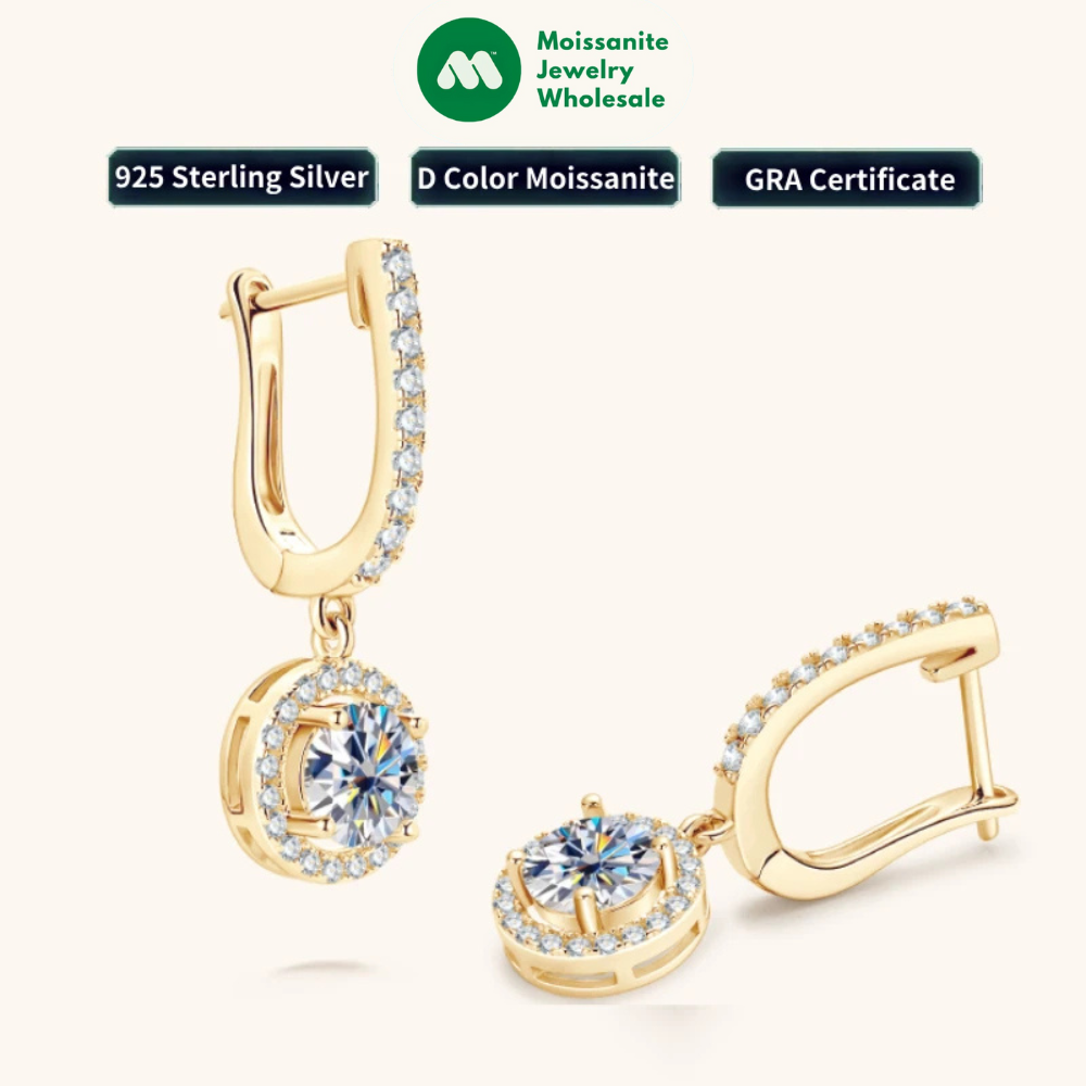 2023 Women Hoops 925 Silver Gold Drop Earrings Dangle Real Moissanite Earring Original GRA Certified Wedding Jewelry Gifts