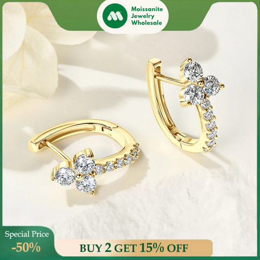 3mm&1.5mm Moissanite Hoop Earrings for Women 925 Sterling Silver Delicate U Shaped Huggie Earrings 2025 Wedding Jewelry