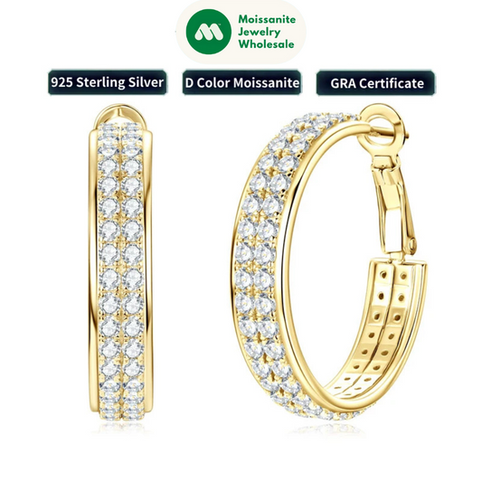 2025 Trendy Pave Full Moissanite Hoop Earrings Real 925 Silver Earrings for Women Wedding Party Birthday Valentine Gift